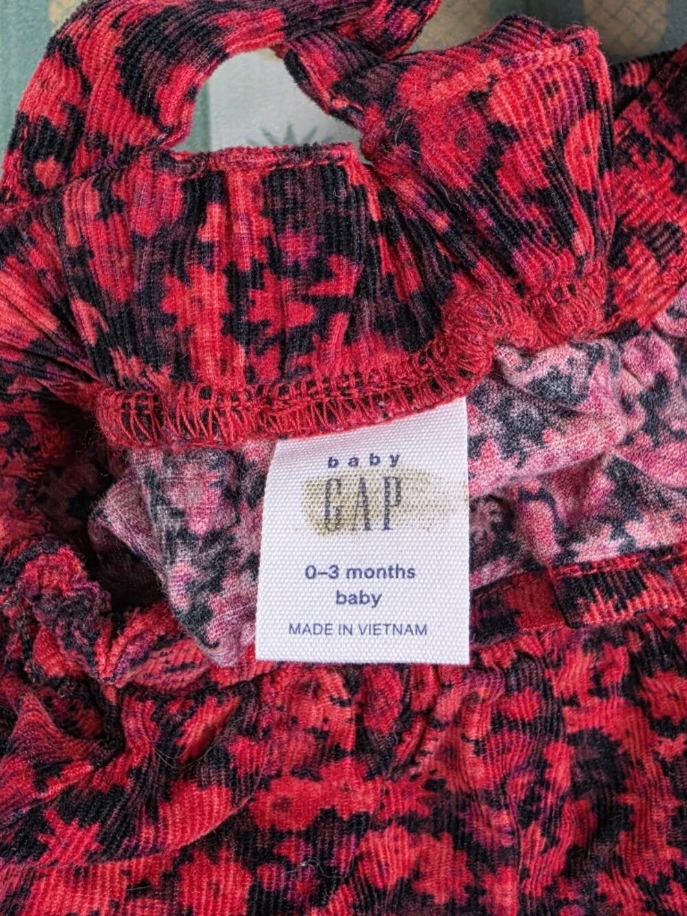 Gao Corduroy Floral Ruffle Strap Dress